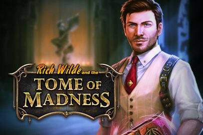 Tome of Madness slot game screen illustrating volatility features